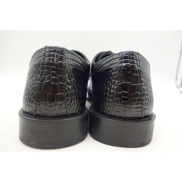 Stacy Adams Black Reptile Eel Print Leather Cap Toe Oxfords Shoes Men\'s 9.5 W main image 5
